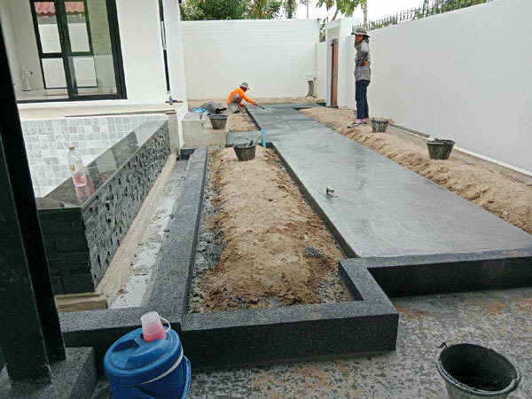 คอนกรีตพิมพ์ลาย ตัวอย่างผลงานจริง ช่างทำพื้นหินขัด